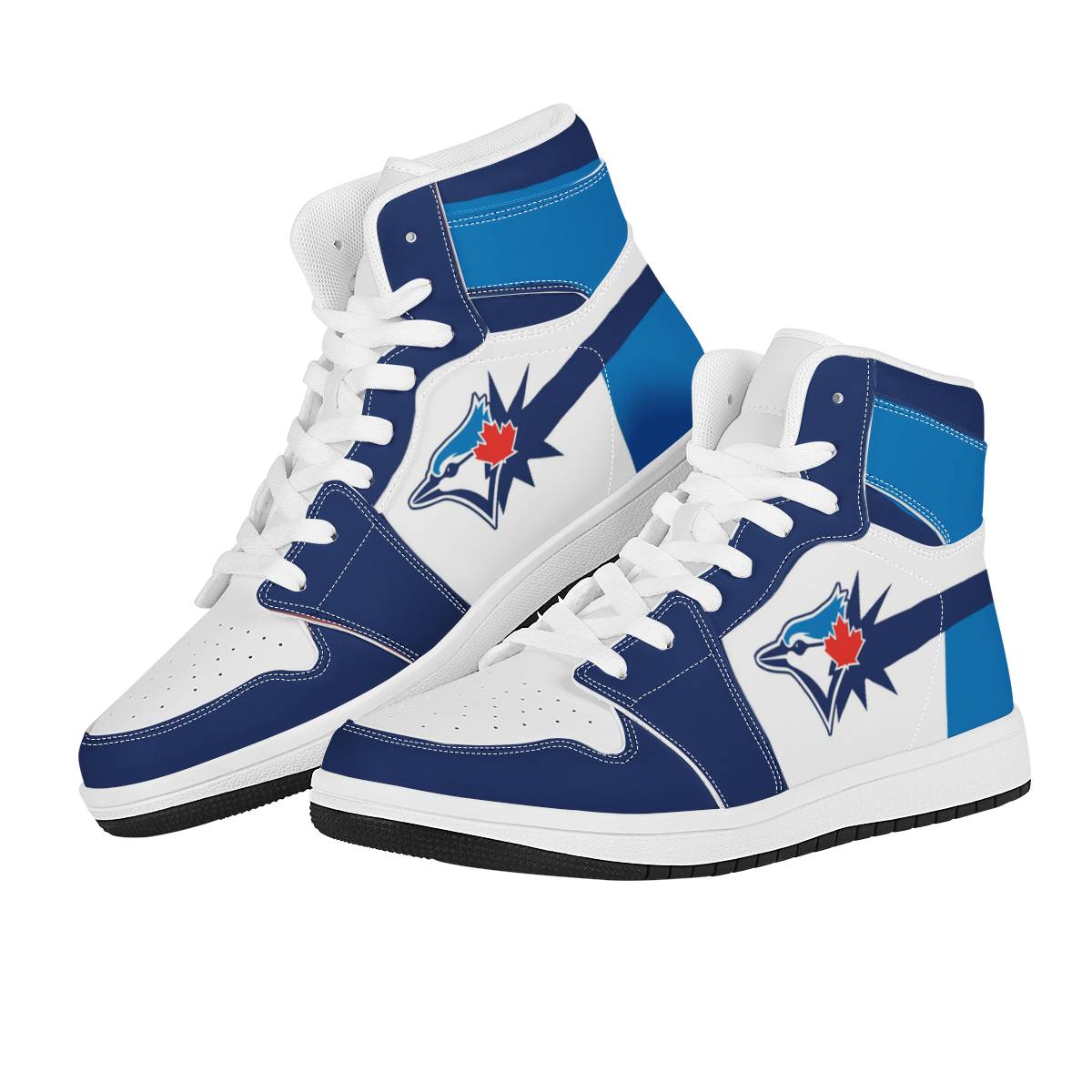 Men's Toronto Blue Jays High Top Leather AJ1 Sneakers 002
